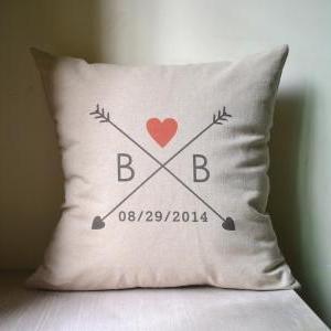 Love Arrow,couple Initial,personalized Pillow..