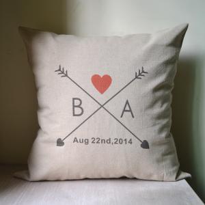 Love Arrow,couple Initial,personalized Pillow..