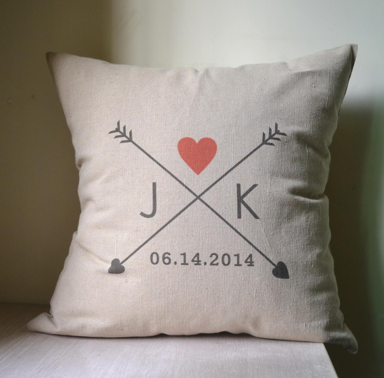 Love Arrow,couple Initial,personalized Pillow Cover,cushion Cover,monogrammed Pillow,anniversary Gift,bridal Shower Gift,wedding Gift