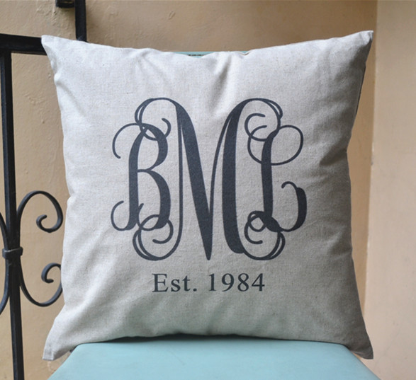 Inter-locked Monogram Pillow Cover, Personalized Pillowcase,gift For Her
