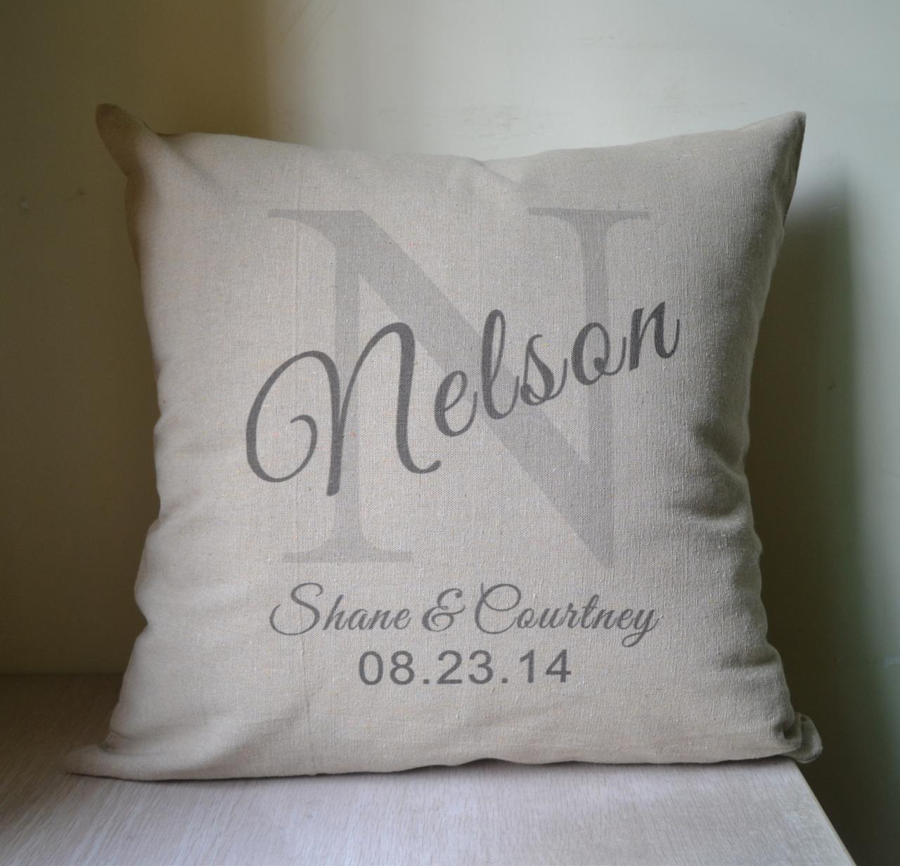 Monogram Pillow Cover Personalized Name Throw Pillow Cover 