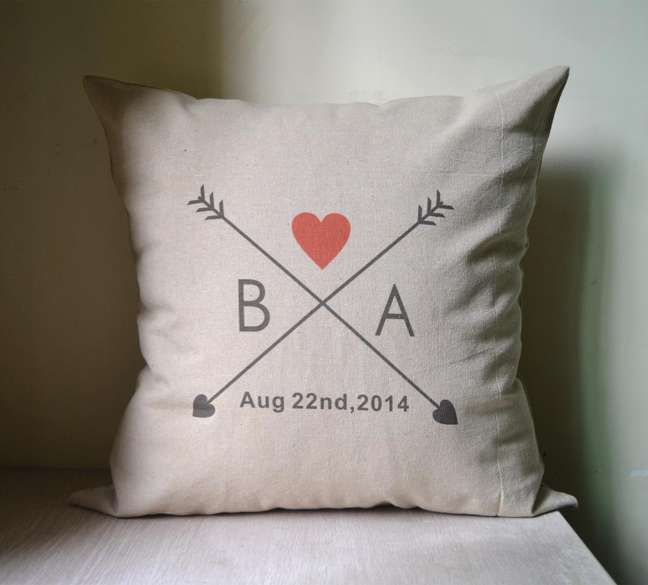 Love Arrow,couple Initial,personalized Pillow Cover,cushion Cover,monogrammed Pillow,anniversary Gift,bridal Shower Gift,wedding Gift