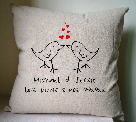Birds Pillow Cover,personalized Pillow Cover,pillow Case,cushion Cover,home Decor Pillow,anniversary Gift,bridal Shower Gift,wedding Gift